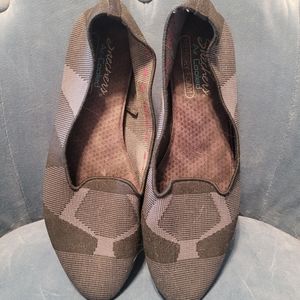 Skechers Memory Foam Stretch Fit Black Grey Flats Shoes (9.5)